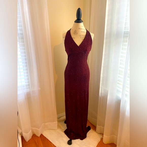 City Lights sparkling dark burgundy dress